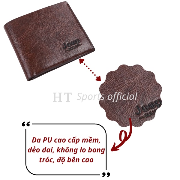 Bóp ví da nam mini Jeep HT Sports thiết kế nhỏ gọn chất da bền đẹp thời trang Hàn Quốc sang trọng, lịch sự