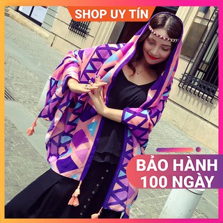 Khăn Quàng Cổ Thổ Cẩm Vintage - Khăn Choàng Boho Len Cashmere Nữ Đẹp