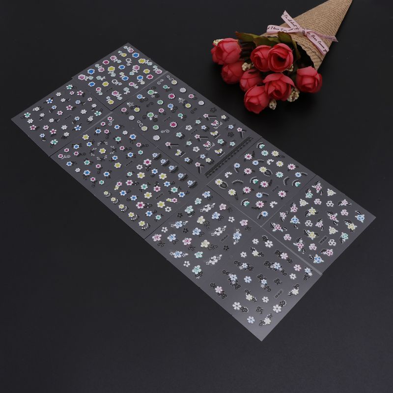 [Hàng mới về] 10 tờ nhãn dán 3D trang trí làm đẹp móng tay