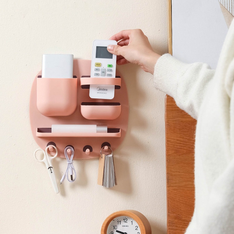 Kệ Đựng Đồ Dùng Chia Ngăn Gắn Tường Kèm Móc Treo Tiện Dụng Cho Nhà Bếp / Phòng Tắm