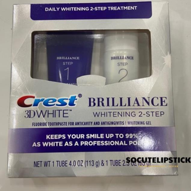 Set Kem Đánh Răng Crest 3D White Brilliance Whitening 2- Step