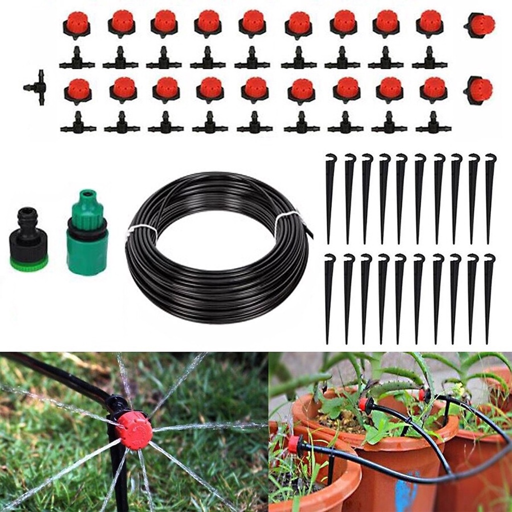 Bộ tưới nhỏ giọt tự động bằng đồng hồ pin - dành cho ban công, sân thượng, chậu cây, rau, hoa...