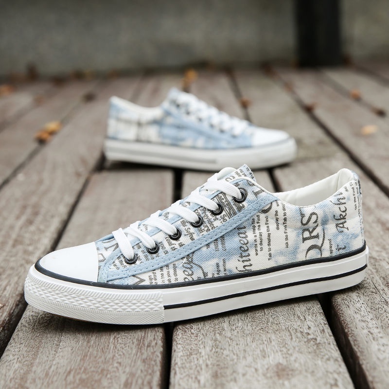 Giày Vải Canvas Cổ Thấp Thoáng Khí In Họa Tiết Graffiti Phong Cách Hàn Quốc Thời Trang Cho Nam Size 39-44 8 Kiểu
