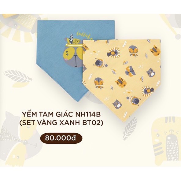 [LULLABY SALE] Set 2 YẾM TAM GIÁC khuy bấm Lullassic bé trai / bé gái