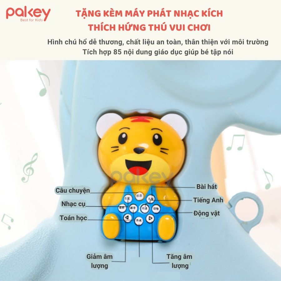 Ngựa bập bênh cho bé Pakey Simple đa chức năng TẶNG KÈM gấu phát nhạc sẵn 2 màu