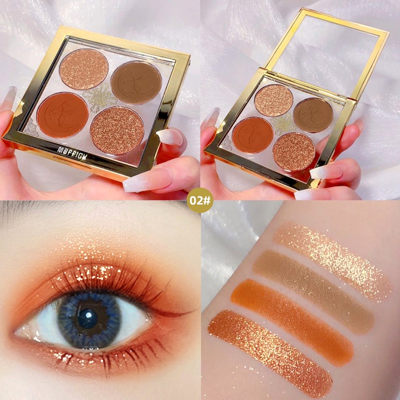 Bảng Phấn Mắt Bốn Màu Sắc Tông Lì/Hiệu Ứng Ngọc Trai Siêu Nhỏ Trang Điểm Xinh Xắn 4 Màu Tùy Chọn Cho Nữ