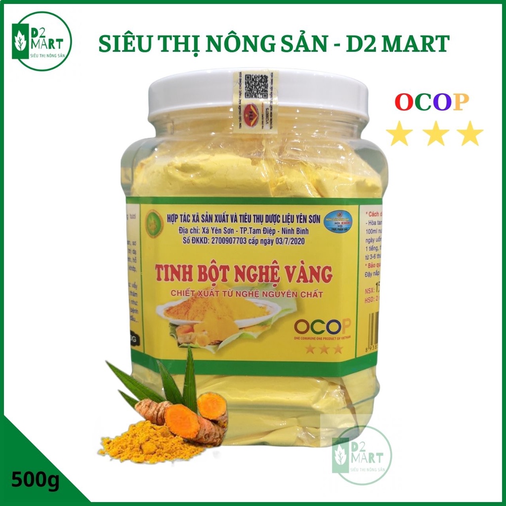 Tinh bột nghệ vàng nguyên chất Yên Sơn 500gr - OCOP 3 sao- Hỗ trợ dạ dày, gan, làm mặt nạ - Siêu thị nông sản D2 Mart