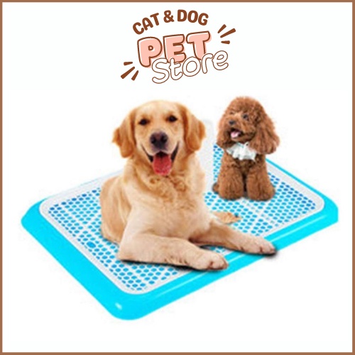 HCM- Khay vệ sinh cho chó lớn dạng khay dẹt có lưới (2 size - màu ngẫu nhiên )+ Tặng 3 tấm tã giấy lót chuồng, sàn xe