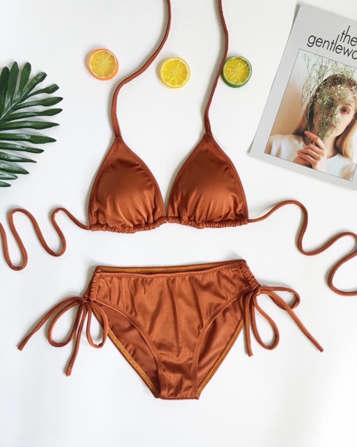 Bộ bơi bikini hai mảnh cam đất