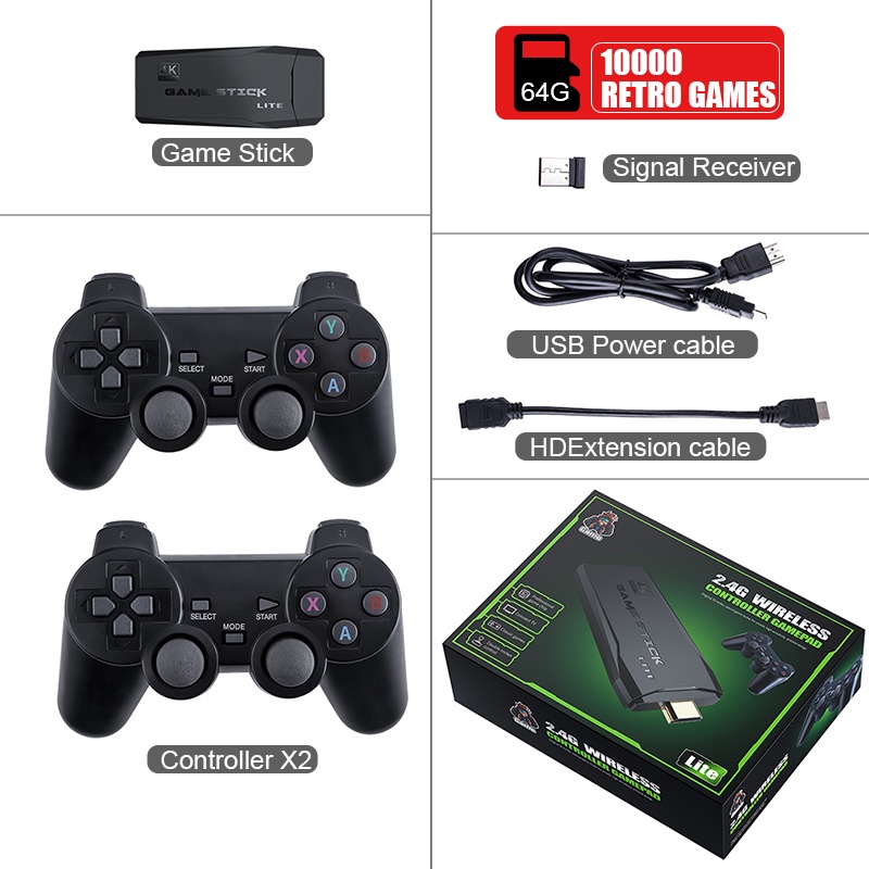 Máy Chơi Game Tích Hợp 10000 Trò Giả lập 9 Hệ Máy xưa Ps1/ 4 nút / v.. Playstation Không Dây 2.4G HDMI TV 4K