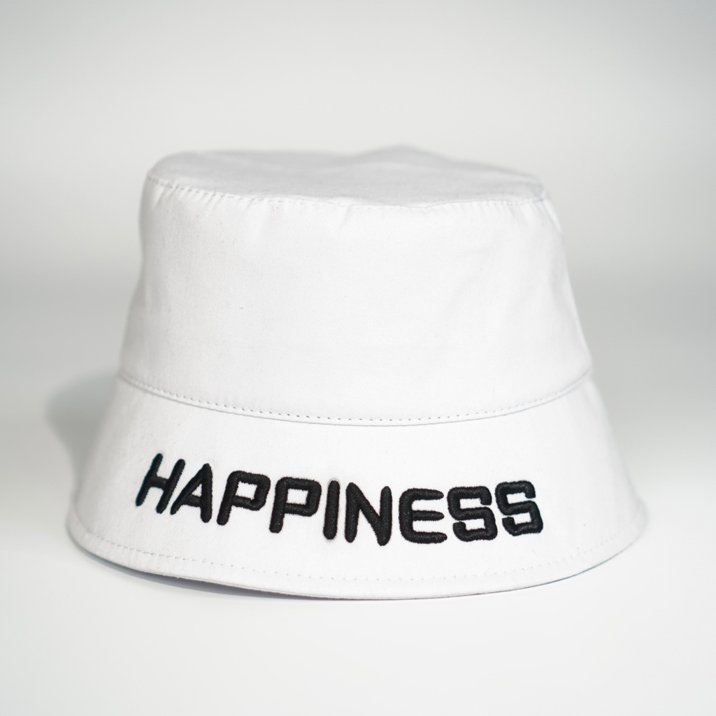 Mũ bucket thêu chữ Happiness Nón tai bèo vành cụp chất kaki phong cách Ulzzang thời trang form unisex nam nữ B05