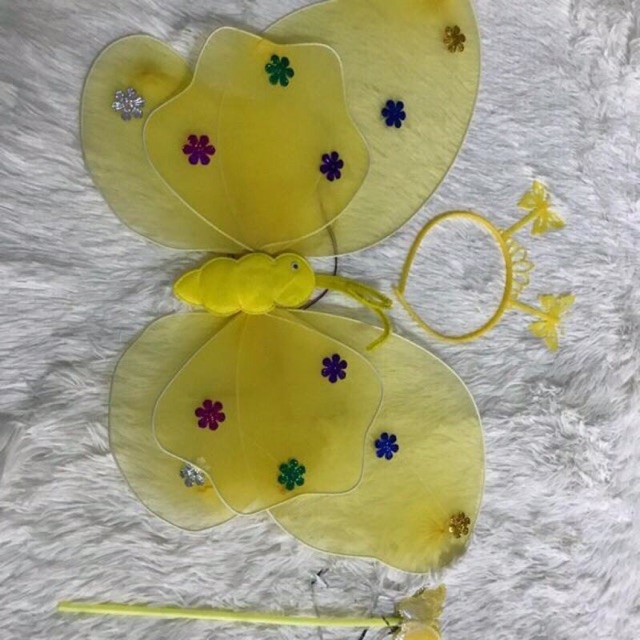 Cánh tiên cánh bướm trung thu 2 cánh phát sáng kèm bờm gậy