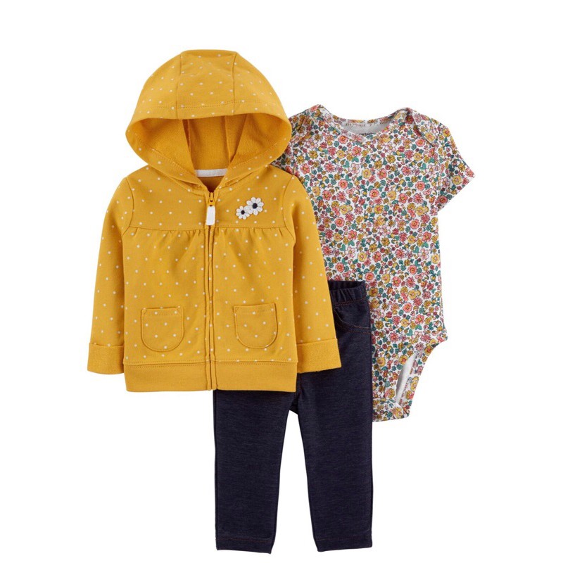 Sét áo khoác gile + kèm bodysuit và quần cho bé
