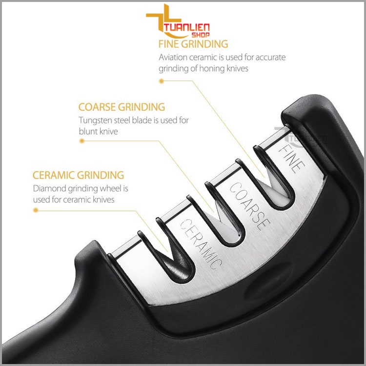 Dụng cụ máy đá mài dao kéo 3 cấp độ TUANLIENSHOP, mài dao nhanh bén tiện dụng