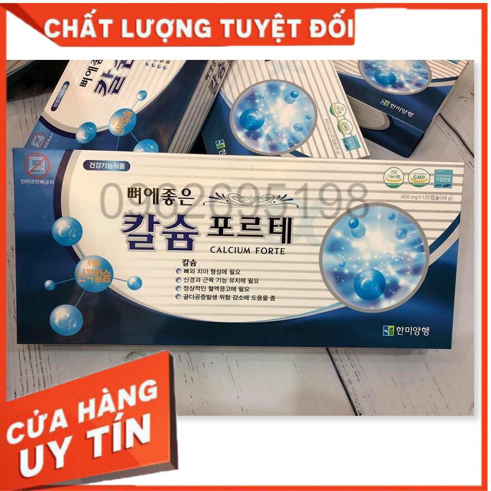 Viên uống bổ sung canxi HANMI Hàn Quốc hộp màu xanh 120 viên - 400mg (Calcium Forte)