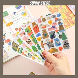 Sticker gấu thỏ dễ thương trang trí sổ, đồ dùng học tập, dụng cụ, phụ kiện SUNNYSTORE