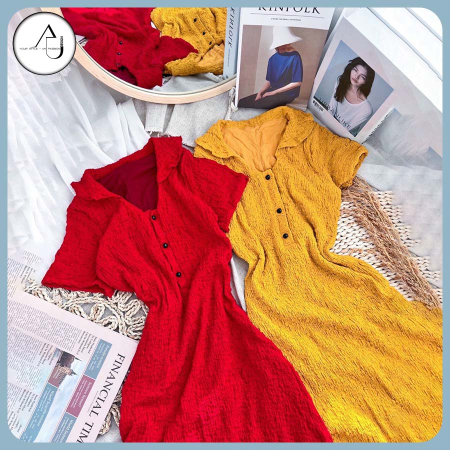 Đầm Midi Body V AU.DESIGN Thiết Kế Cổ Áo Sơ Mi Ôm Sát Cơ Thể Chất Liệu Vải Xốp Co Giãn Freesize