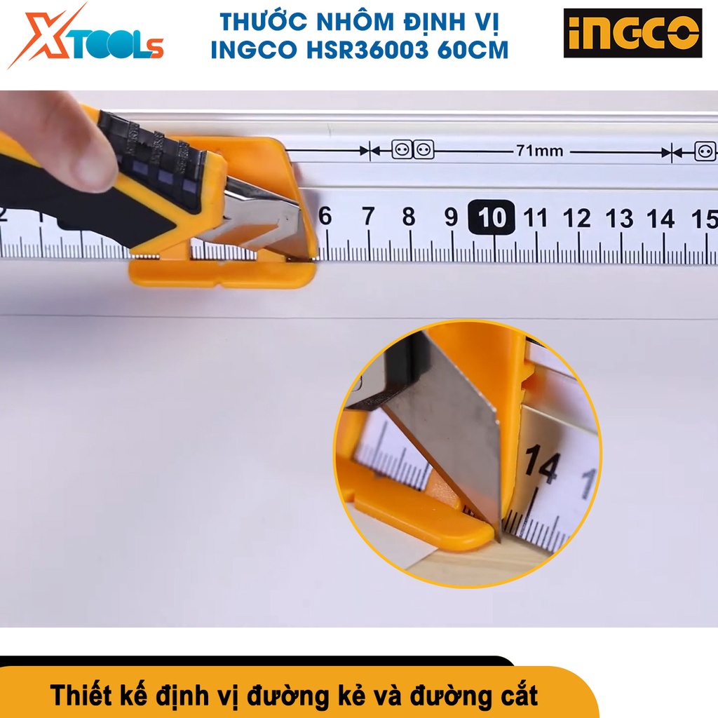 Thước nhôm định vị đa năng INGCO HSR36003 60cm thước thủy cân bằng xây dựng tích hợp đa chức năng [CHÍNH HÃNG][XTOOLS]