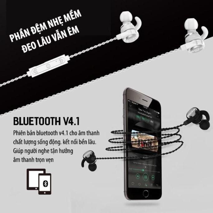 Tai nghe Bluetooth thể thao Remax RB-S10 choàng cổ 2 đầu hít nam châm- Hàng chính hãng