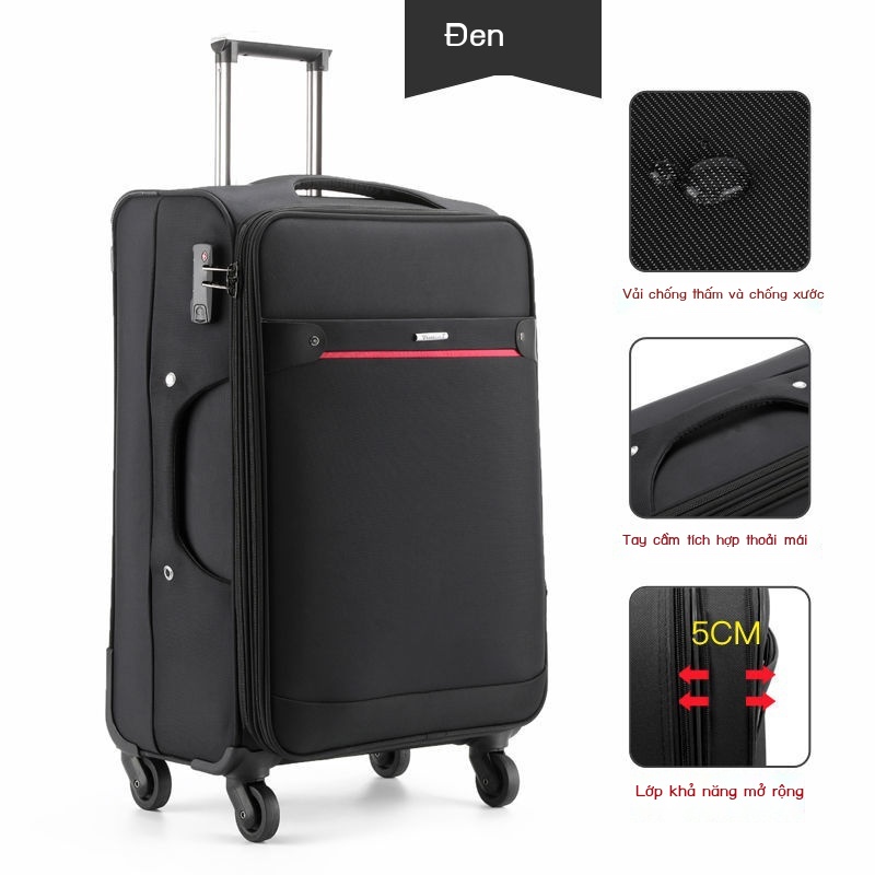 ▨ Hộp đựng xe đẩy kinh doanh công suất lớn Oxford vải nam và nữ phổ thông bánh xe hành lý hộp vải du lịch