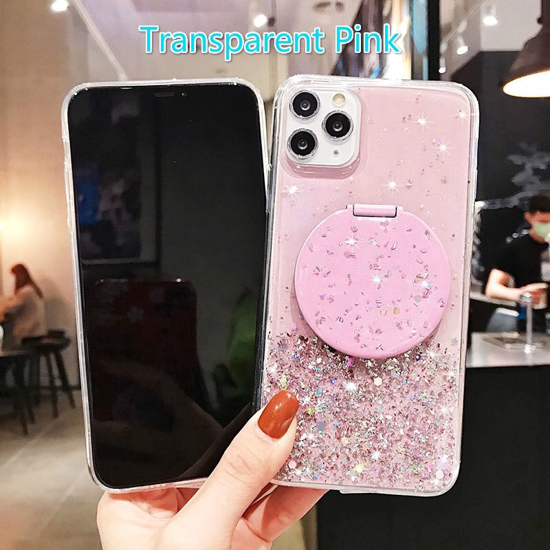 Glitter Soft Case Samsung A7 2018 A8 A9 J8 A6 A9S Plus M10 M20 M30 M40 Star Bling Case with Makeup Miror