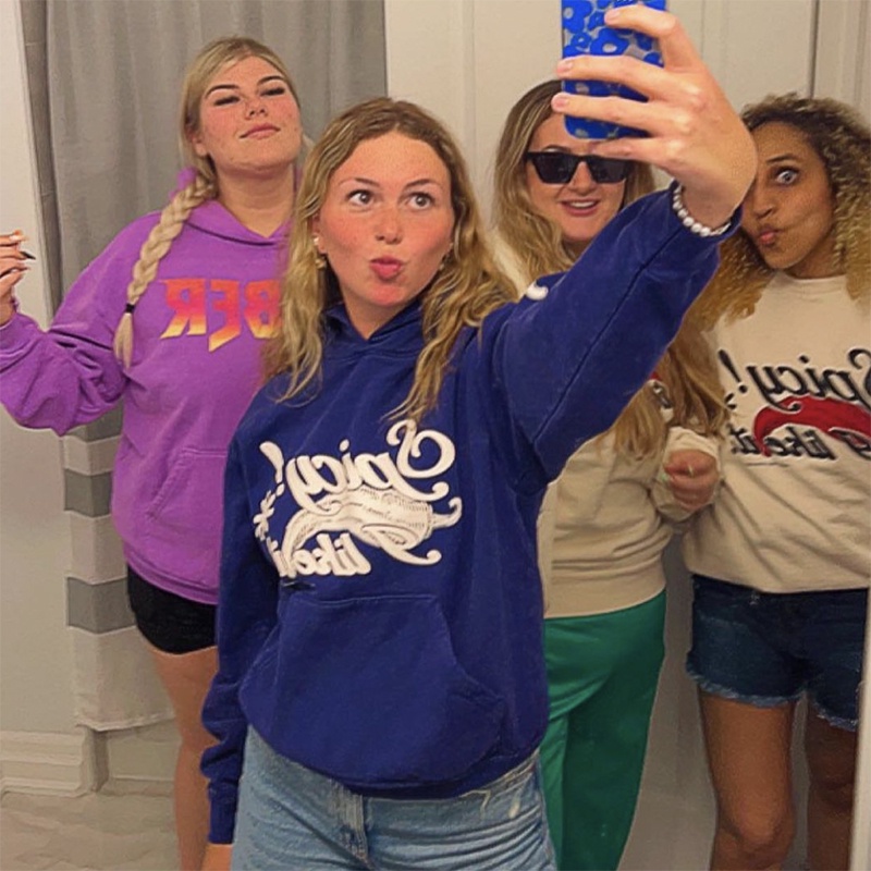 Áo hoodie Lông Cừu Màu Tím Xanh Dương Tím In Chữ Beauty tide Justin bieber Purpose tour around the tour