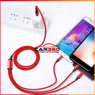 ⚡️cáp sạc 3 đầu⚡️cáp sạc- truyền dữ liệu usb chia 3 đầu cắm micro usb type- c lightning tiện dụng