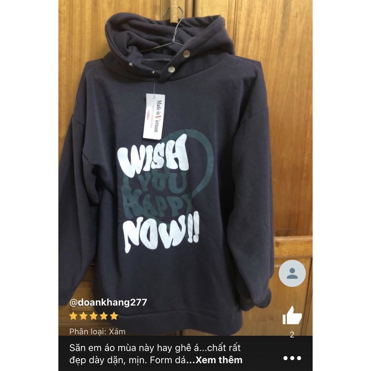 Áo Hoodie Nỉ Bông in WISH NOW Form Rộng Basic Nam Nữ Unisex Phong Cách THU ĐÔNG Ulzzang NUPAKACHI