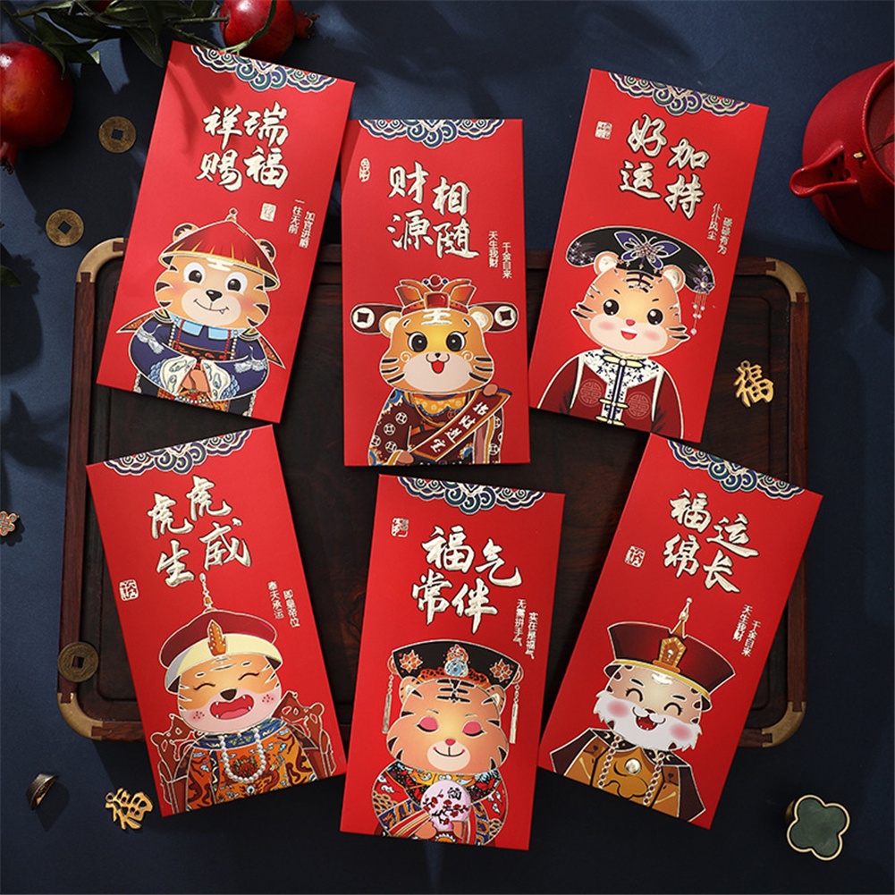 Bao lì xì năm mới họa tiết hổ hoạt hình sáng tạo 2022
