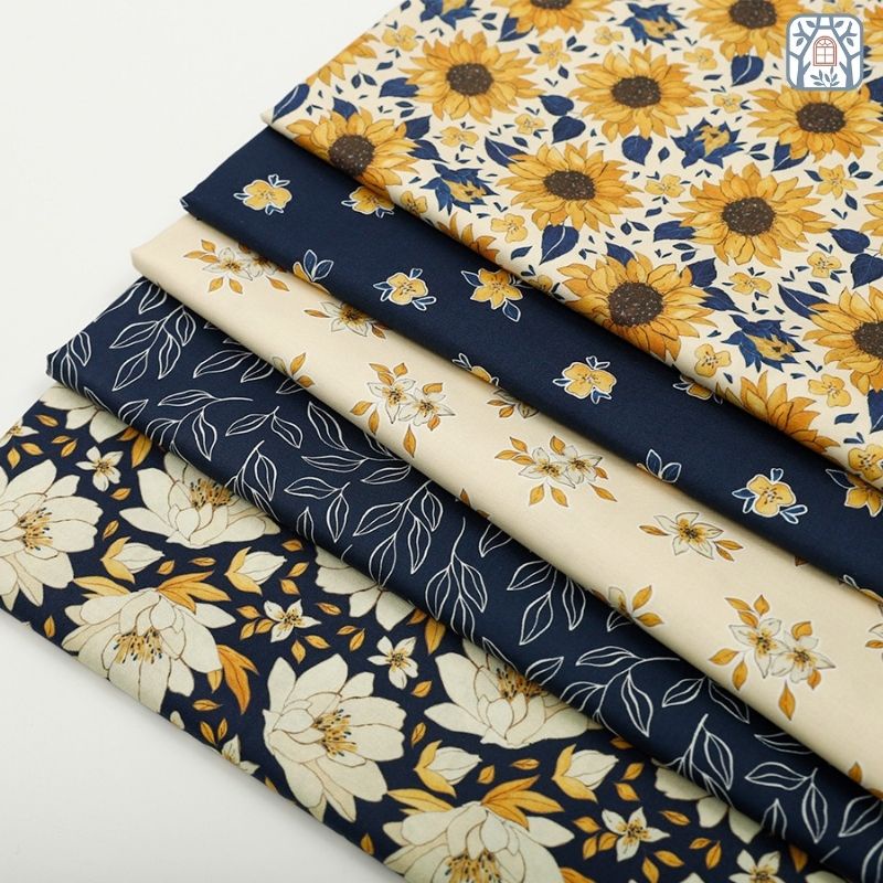 CS21-225 Vải cotton 100% tự nhiên🍒Chuanshui🍒khổ vải 145cm, hoa vàng mùa thu - vải đẹp handmade, may quần áo, túi cao cấ