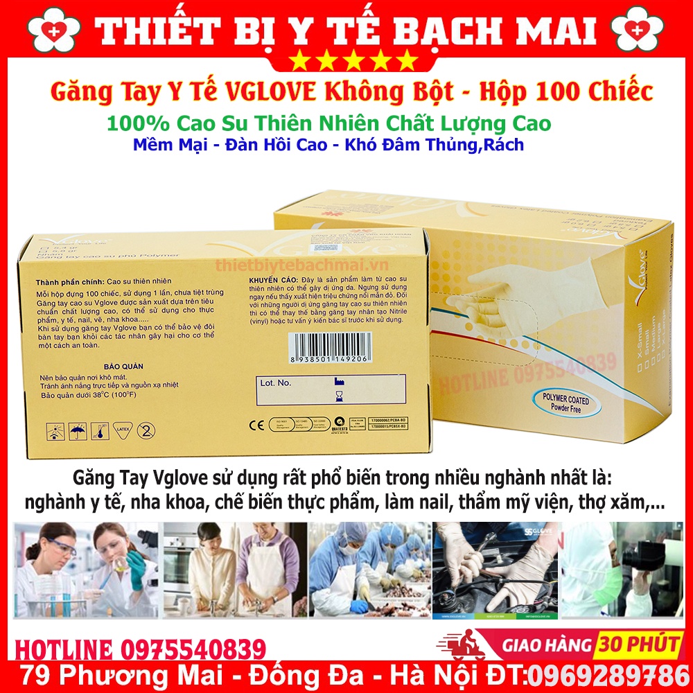 Găng Tay Y Tế Vglove Không Bột - Hộp 100 Chiếc