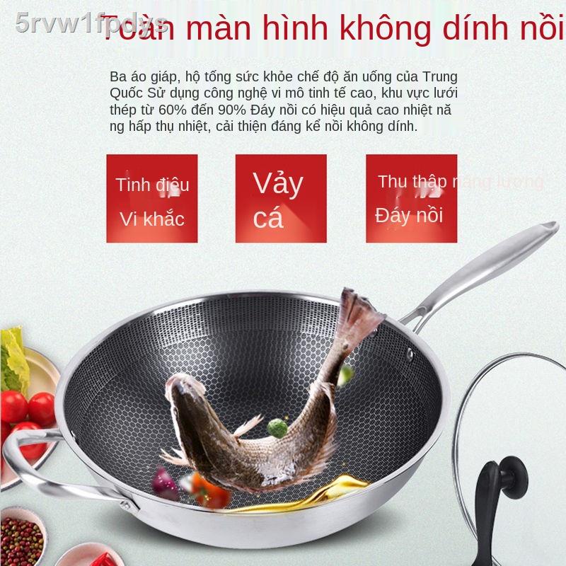 Chảo chống dính inox đa chức năng gia đình không tráng nồi bếp từ ga thích hợp cho