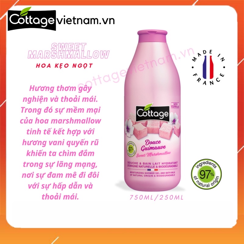 [Chai lớn 750ml-Đủ mùi]- Sữa tắm Cottage chính hãng của Pháp