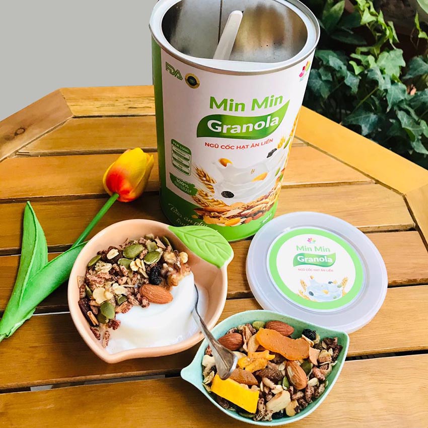 [MUA 5 TẶNG 1] Hộp Granola Ngũ Cốc Ăn Liền Nguyên Hạt MinMin 500gr Chuẩn Organic Min Min