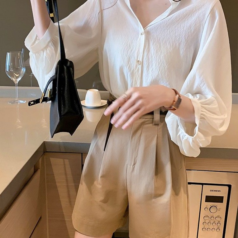Áo Kiểu Tay Dài Cổ Tròn Dáng Rộng Phong Cách Thời Trang Hàn Quốc | BigBuy360 - bigbuy360.vn