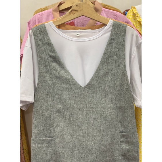 [HANNA] Đầm bầu yếm công sở yếm rời có size 40-80kg CHẤT VẢI CAO CẤP thấm mồ hôi thoáng mát không xù không nhăn