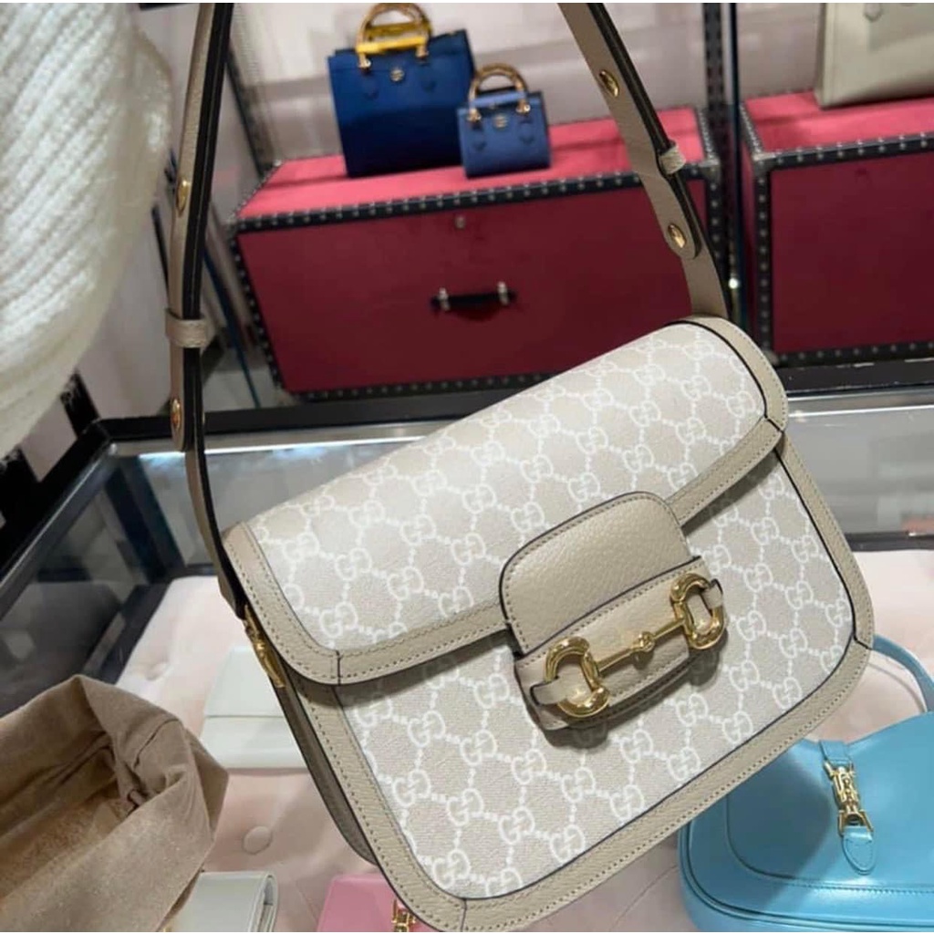 Túi Xách Nữ Horsebit 1955 Size 20 Cao Cấp Màu Tráng Có 2 Hộp