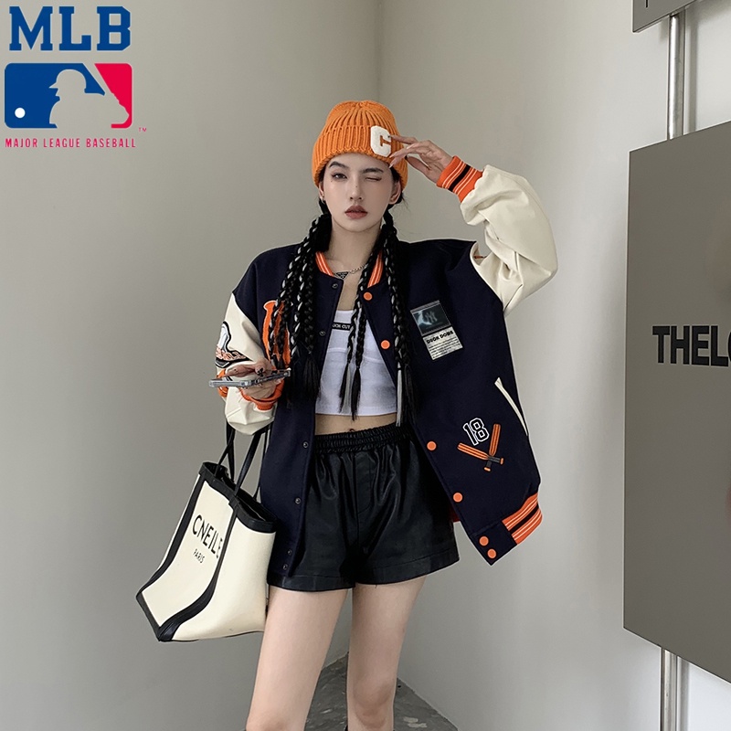 Áo Khoác Bóng Chày Da PU Dài Tay Phong Cách New York Yankees