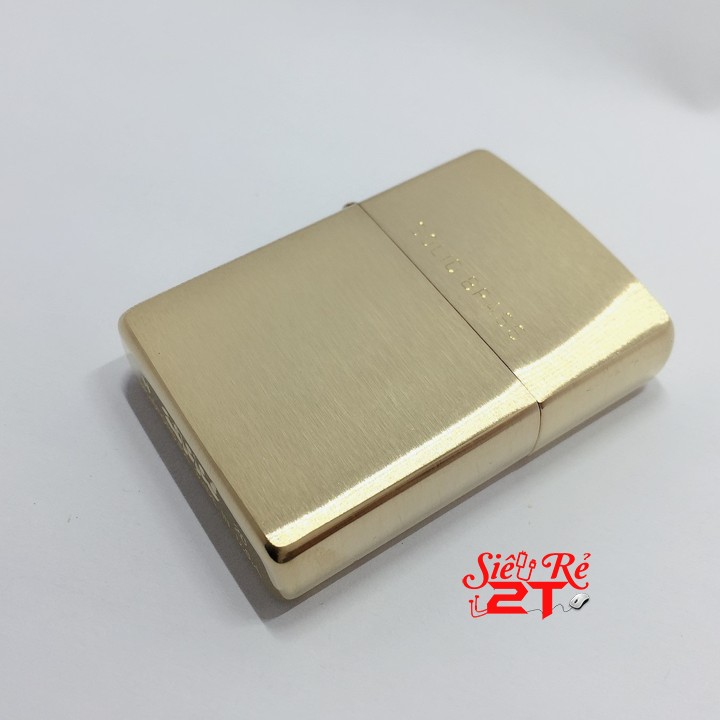 Vỏ Zippo Brushed Solid Brass 204 Chính Hãng - Vỏ Zippo Vàng Chữ Solid Brass (New Box)