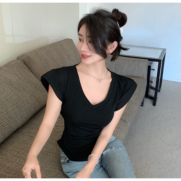 Áo Thun Không Tay Cổ Chữ V Màu Trơn Thời Trang Cho Nữ