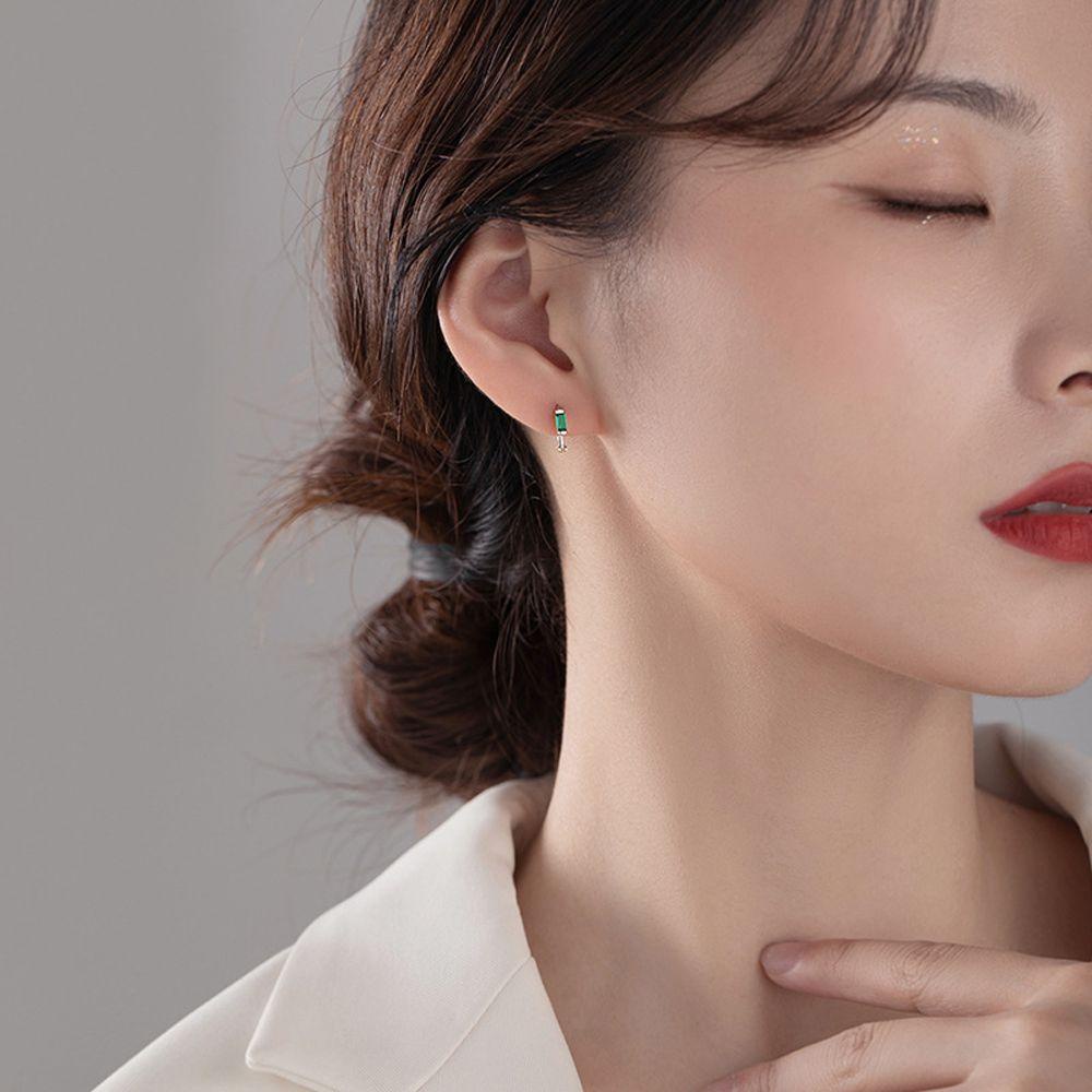 Khuyên Tai Tròn Mini Bằng Đồng Màu Xanh Lá Retro Phong Cách Hàn Quốc Dễ Thương Dành Cho Bạn Nữ