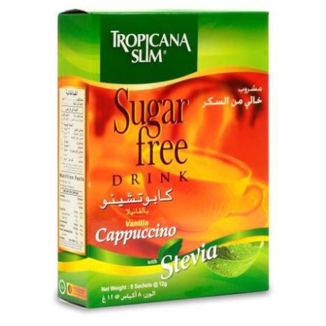 [Giá Sock] Cà phê ăn kiêng không đường chiết xuất từ lá cỏ ngọt Tropicana Slim Capuccino 96g (8 x 12g)