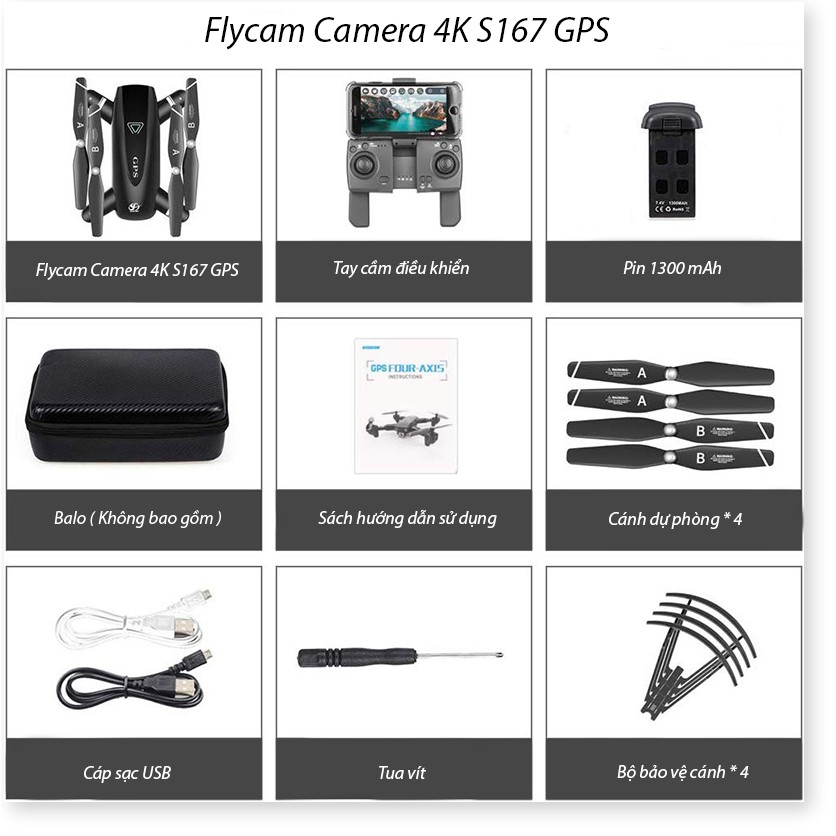 [SALE 50% ] Siêu Phẩm Flycam Camera 4K S167 G.P.S,Máy Bay Điều Khiển Từ Xa Không Người Lái CSJ S167  Định Vị G.P.S - Kết