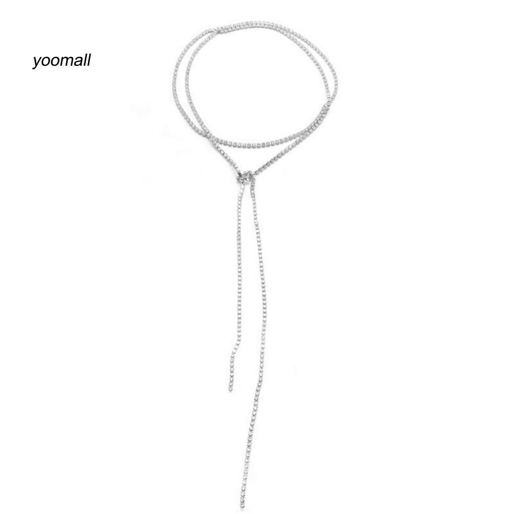/ Yo / Vòng cổ Dài Đính Đá Giả Kim Cương Thời Trang Không Biến Dạng Cho Bữa Tiệc