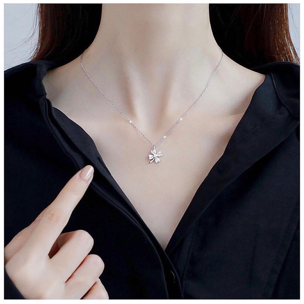 Dây chuyền bạc nữ dây chuyền cỏ bốn lá trẻ trung