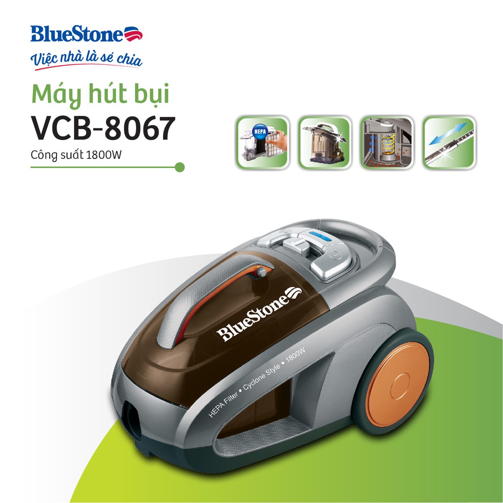 [Mã ELBLUEWL5 giảm 10% đơn 500K] Máy Hút Bụi BlueStone VCB-8067