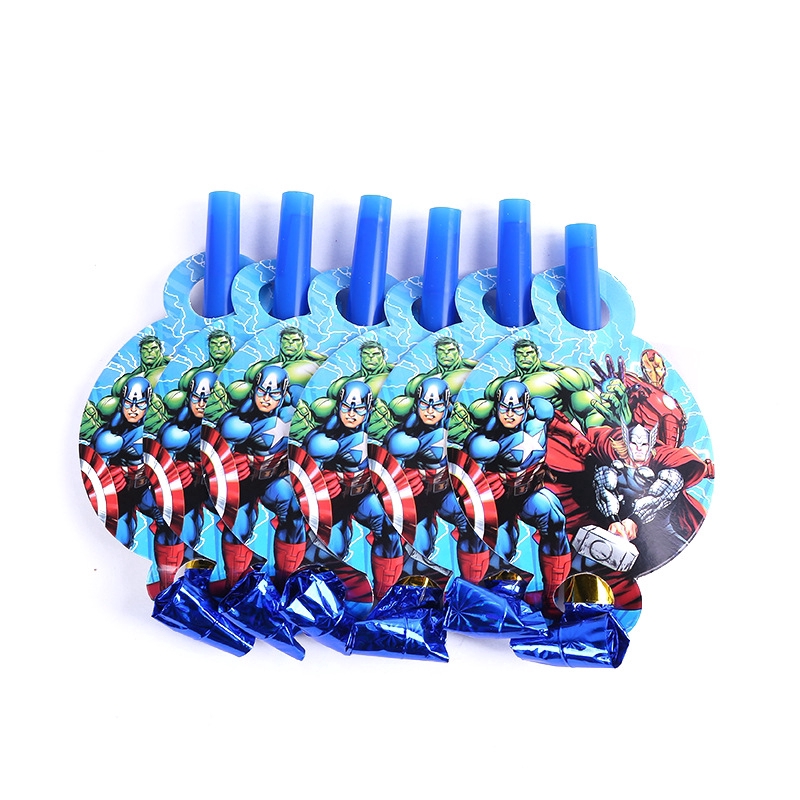 Bộ Cốc / Muỗng / Đĩa / Nón Dùng Một Lần Họa Tiết Hoạt Hình The Avengers Cho Bé