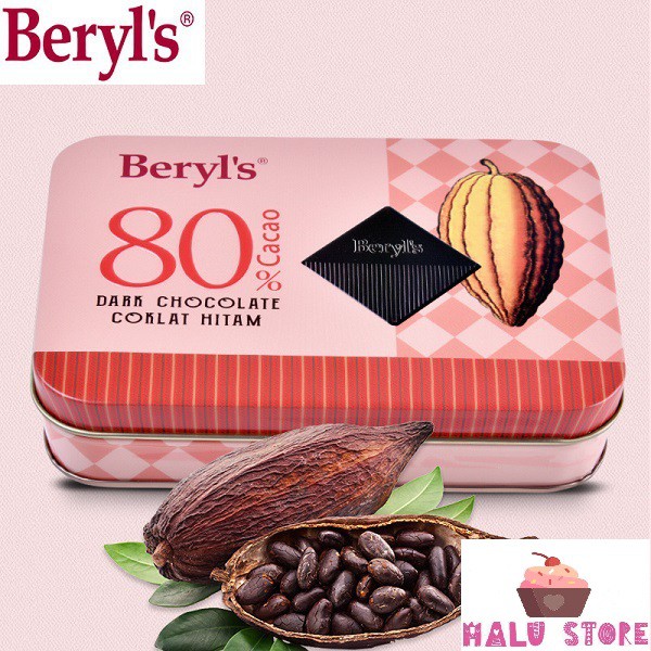 (2 loại) Sô cô la đắng Dark Chocolate Beryl's (80% &amp; 99% Cacao) Malaysia hộp 108gr
