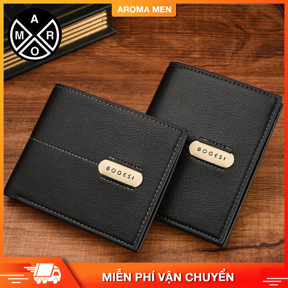 Ví nam da thật cực sang trọng bogesi ví ngang thiết kế tinh tế cực đẹp AMVN47 - Aroma men