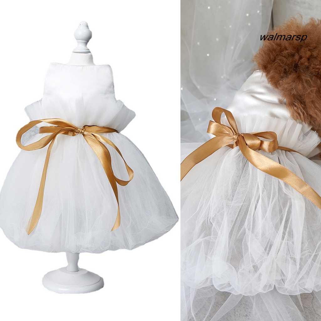 Đầm Công Chúa Phối Lưới Viền Lụa Màu Trắng Cỡ Nhỏ / Vừa / Nhỏ Thời Trang Xinh Xắn Cho Cún Cưng